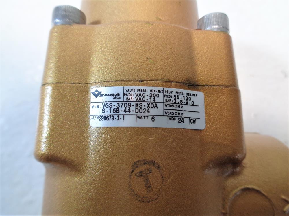 Versa 1" 3-Way Brass Solenoid Valve VGS-3709-MS-XDAS-16B-44-D024